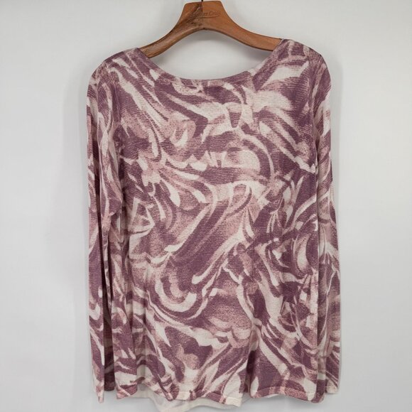 Chicos 1 Womens Abstract-Print Bateau-Neck Pullover Sweater Size medium Mauve - Picture 10 of 13